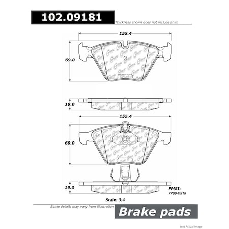 Centric Parts Metallic Brake Pad W/Shims, 102.09181 102.09181